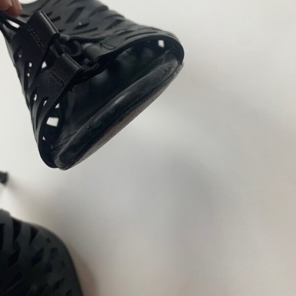 Pour La Victoire Black Strappy High Heel Sandals 8.5 Tie Laces Stiletto - Picture 4 of 9